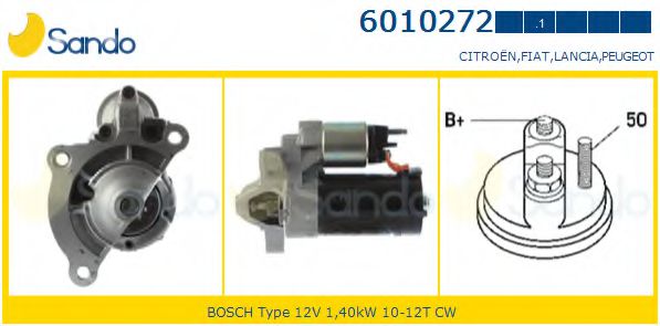 SANDO 6010272.1 Стартер для PEUGEOT 407 (Пежо 407) SANDO 6010272.1 Стартер для PEUGEOT 407 (Пежо 407)