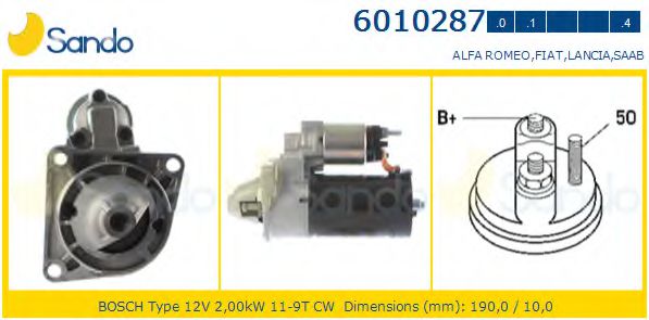 SANDO 6010287.0 Стартер для FIAT (Фиат) SANDO 6010287.0 Стартер для FIAT (Фиат)