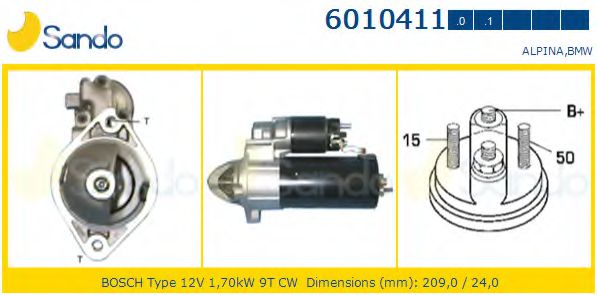 SANDO 6010411.0 Стартер для BMW 7 (Бмв 7) SANDO 6010411.0 Стартер для BMW 7 (Бмв 7)