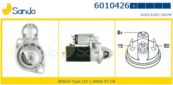 SANDO 6010426.0 Стартер для AUDI 100 (Ауди 100) SANDO 6010426.0 Стартер для AUDI 100 (Ауди 100)