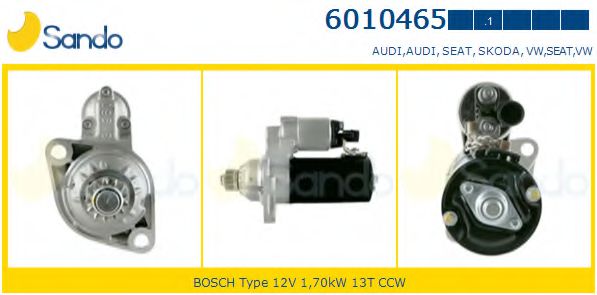SANDO 6010465.1 Стартер для VOLKSWAGEN TOURAN (Фольксваген Туран) SANDO 6010465.1 Стартер для VOLKSWAGEN TOURAN (Фольксваген Туран)