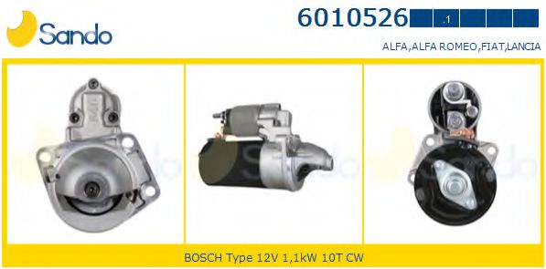 SANDO 6010526.1 Стартер для FIAT 500 C (Фиат 500 c) SANDO 6010526.1 Стартер для FIAT 500 C (Фиат 500 c)