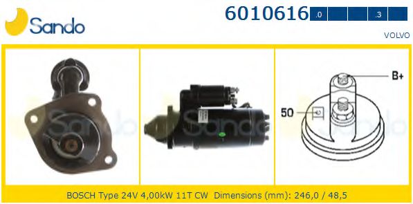 SANDO 6010616.0 Стартер 12 1996 для VOLVO (Вольво) SANDO 6010616.0 Стартер 12 1996 для VOLVO (Вольво)