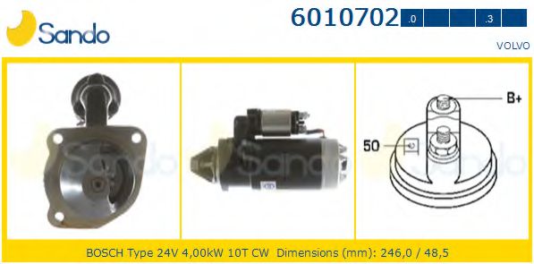 SANDO 6010702.0 Стартер 12 1996 для VOLVO (Вольво) SANDO 6010702.0 Стартер 12 1996 для VOLVO (Вольво)