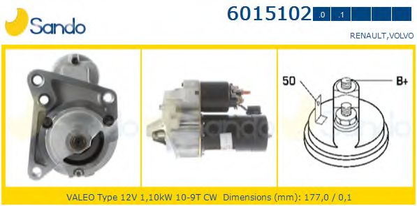 SANDO 6015102.0 Стартер для RENAULT SUPER 5 (Рено Супэр 5) SANDO 6015102.0 Стартер для RENAULT SUPER 5 (Рено Супэр 5)