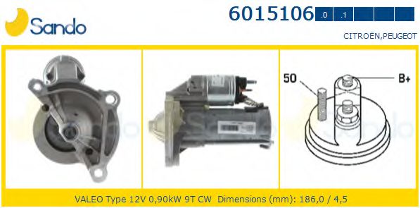 SANDO 6015106.0 Стартер для PEUGEOT 205 II (Пежо 205 2) SANDO 6015106.0 Стартер для PEUGEOT 205 II (Пежо 205 2)