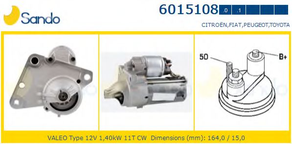 SANDO 6015108.0 Стартер для CITROËN C4 II (CитроËн С4 2) SANDO 6015108.0 Стартер для CITROËN C4 II (CитроËн С4 2)