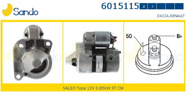 SANDO 6015115.0 Стартер E7J626 для RENAULT THALIA I (Рено Тхалиа и) SANDO 6015115.0 Стартер E7J626 для RENAULT THALIA I (Рено Тхалиа и)