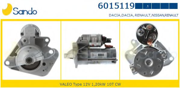 SANDO 6015119.1 Стартер для DACIA SANDERO (Дача Сандэро) SANDO 6015119.1 Стартер для DACIA SANDERO (Дача Сандэро)