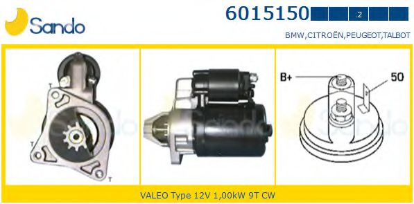 SANDO 6015150.2 Стартер для PEUGEOT 205 II (Пежо 205 2) SANDO 6015150.2 Стартер для PEUGEOT 205 II (Пежо 205 2)