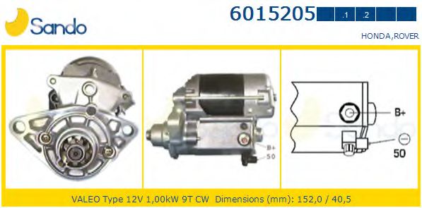 SANDO 6015205.2 Стартер для HONDA PRELUDE III (Хонда Прэлудэ 3) SANDO 6015205.2 Стартер для HONDA PRELUDE III (Хонда Прэлудэ 3)