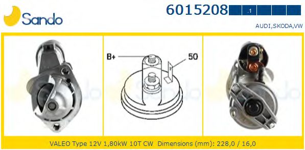 SANDO 6015208.1 Стартер 07 1990 для AUDI 90 (Ауди 90) SANDO 6015208.1 Стартер 07 1990 для AUDI 90 (Ауди 90)
