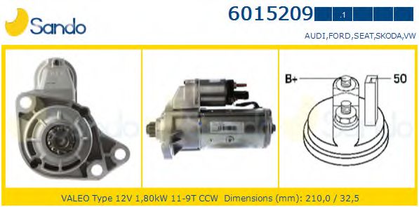 SANDO 6015209.1 Стартер 11 1995 для VOLKSWAGEN GOLF III (Фольксваген Гольф 3) SANDO 6015209.1 Стартер 11 1995 для VOLKSWAGEN GOLF III (Фольксваген Гольф 3)