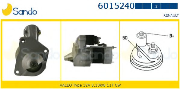 SANDO 6015240.2 Стартер для RENAULT CLIO I (Рено Cлио и) SANDO 6015240.2 Стартер для RENAULT CLIO I (Рено Cлио и)