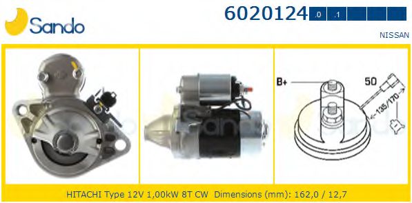 SANDO 6020124.0 Стартер для холодных климатических зон для NISSAN PRIMERA LER (Ниссан Примера лэр) SANDO 6020124.0 Стартер для холодных климатических зон для NISSAN PRIMERA LER (Ниссан Примера лэр)