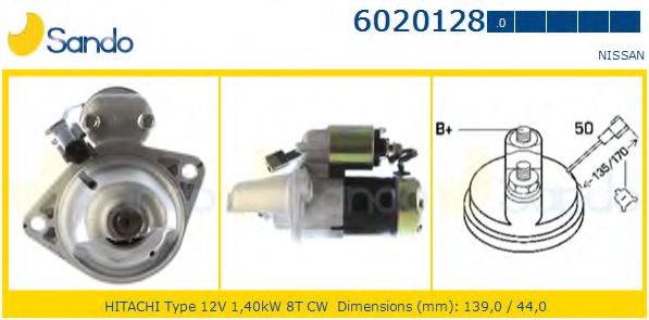 SANDO 6020128.0 Стартер для NISSAN PRIMERA LER (Ниссан Примера лэр) SANDO 6020128.0 Стартер для NISSAN PRIMERA LER (Ниссан Примера лэр)