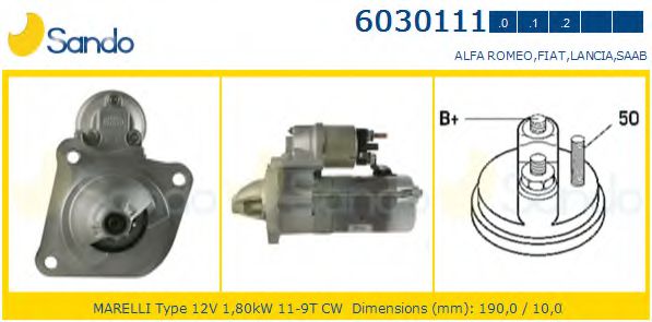 SANDO 6030111.2 Стартер для FIAT (Фиат) SANDO 6030111.2 Стартер для FIAT (Фиат)