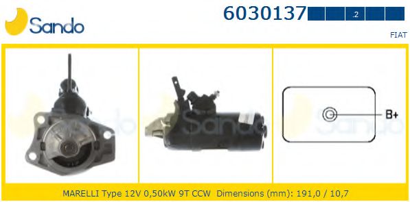 SANDO 6030137.2 Стартер 12 1974 для FIAT 500 (Фиат 500) SANDO 6030137.2 Стартер 12 1974 для FIAT 500 (Фиат 500)
