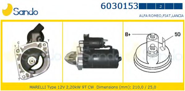 SANDO 6030153.2 Стартер для FIAT TEMPRA (Фиат Тэмпра) SANDO 6030153.2 Стартер для FIAT TEMPRA (Фиат Тэмпра)