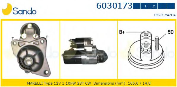 SANDO 6030173.2 Стартер для FORD FIESTA IV (Форд Фиеста 4) SANDO 6030173.2 Стартер для FORD FIESTA IV (Форд Фиеста 4)