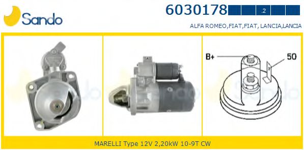 SANDO 6030178.2 Стартер для FIAT TEMPRA (Фиат Тэмпра) SANDO 6030178.2 Стартер для FIAT TEMPRA (Фиат Тэмпра)