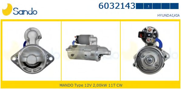SANDO 6032143.1 Стартер для KIA (Киа) SANDO 6032143.1 Стартер для KIA (Киа)