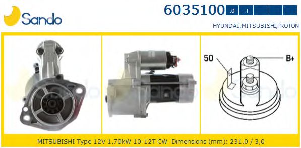 SANDO 6035100.0 Стартер для MITSUBISHI PAJERO/SHOGUN (Митсубиши/митсубиси Пажэро/шогун) SANDO 6035100.0 Стартер для MITSUBISHI PAJERO/SHOGUN (Митсубиши/митсубиси Пажэро/шогун)