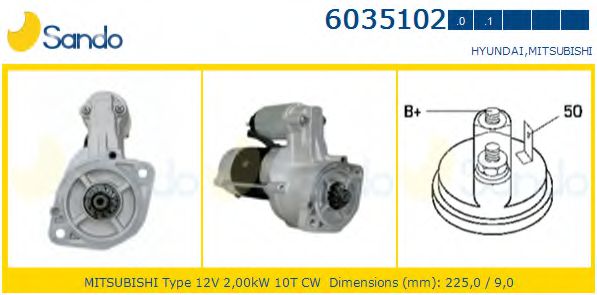 SANDO 6035102.1 Стартер для MITSUBISHI PAJERO/SHOGUN (Митсубиши/митсубиси Пажэро/шогун) SANDO 6035102.1 Стартер для MITSUBISHI PAJERO/SHOGUN (Митсубиши/митсубиси Пажэро/шогун)