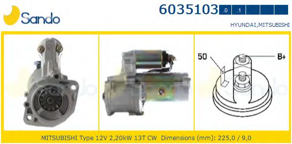 SANDO 6035103.0 Стартер для холодных климатических зон для MITSUBISHI PAJERO/SHOGUN (Митсубиши/митсубиси Пажэро/шогун) SANDO 6035103.0 Стартер для холодных климатических зон для MITSUBISHI PAJERO/SHOGUN (Митсубиши/митсубиси Пажэро/шогун)