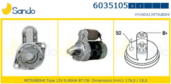 SANDO 6035105.0 Стартер для MITSUBISHI PAJERO/SHOGUN I (Митсубиши/митсубиси Пажэро/шогун и) SANDO 6035105.0 Стартер для MITSUBISHI PAJERO/SHOGUN I (Митсубиши/митсубиси Пажэро/шогун и)