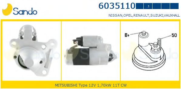 SANDO 6035110.1 Стартер для RENAULT SCNIC II (Рено Сценик 2) SANDO 6035110.1 Стартер для RENAULT SCNIC II (Рено Сценик 2)