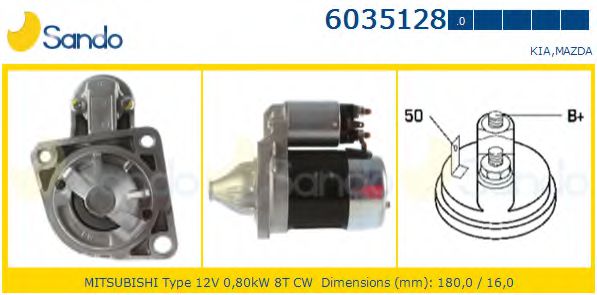 SANDO 6035128.0 Стартер для MAZDA 323 III (Мазда 323 3) SANDO 6035128.0 Стартер для MAZDA 323 III (Мазда 323 3)
