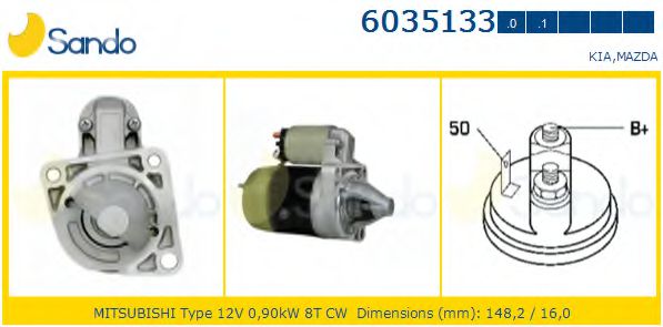 SANDO 6035133.0 Стартер для MAZDA 626 III (Мазда 626 3) SANDO 6035133.0 Стартер для MAZDA 626 III (Мазда 626 3)