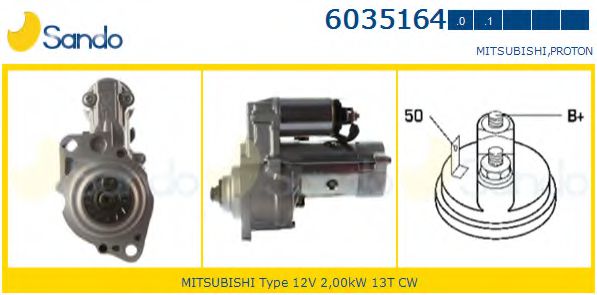 SANDO 6035164.0 Стартер для MITSUBISHI PAJERO/SHOGUN (Митсубиши/митсубиси Пажэро/шогун) SANDO 6035164.0 Стартер для MITSUBISHI PAJERO/SHOGUN (Митсубиши/митсубиси Пажэро/шогун)