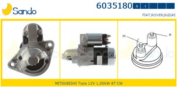 SANDO 6035180.0 Стартер для SUZUKI GRAND NOMADE II (Сузуки Гранд номадэ 2) SANDO 6035180.0 Стартер для SUZUKI GRAND NOMADE II (Сузуки Гранд номадэ 2)