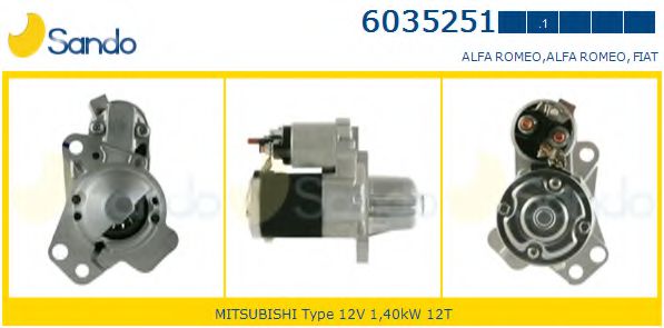 SANDO 6035251.1 Стартер для ALFA ROMEO 159 (Альфа ромео 159) SANDO 6035251.1 Стартер для ALFA ROMEO 159 (Альфа ромео 159)