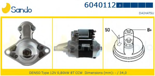 SANDO 6040112.0 Стартер для DAIHATSU MIRA II (Дайхатсу Мира 2) SANDO 6040112.0 Стартер для DAIHATSU MIRA II (Дайхатсу Мира 2)