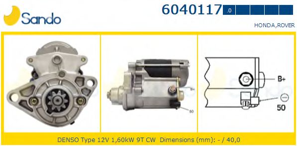 SANDO 6040117.0 Стартер для HONDA ACCORD V (Хонда Аккорд 5) SANDO 6040117.0 Стартер для HONDA ACCORD V (Хонда Аккорд 5)
