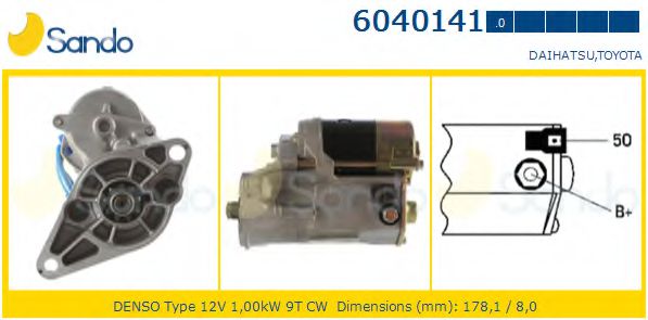 SANDO 6040141.0 Стартер для DAIHATSU (Дайхатсу) SANDO 6040141.0 Стартер для DAIHATSU (Дайхатсу)