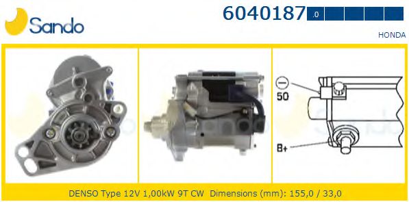 SANDO 6040187.0 Стартер для HONDA ACCORD II (Хонда Аccорд 2) SANDO 6040187.0 Стартер для HONDA ACCORD II (Хонда Аccорд 2)