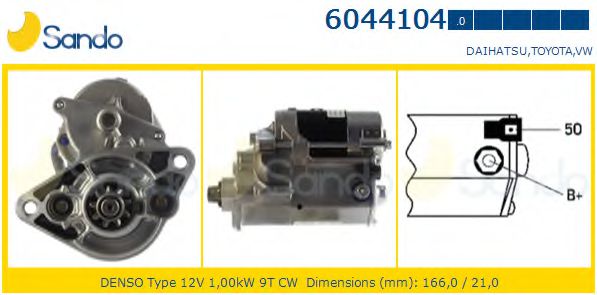 SANDO 6044104.0 Стартер для TOYOTA HIACE II (Тойота/тоета Хиаcэ 2) SANDO 6044104.0 Стартер для TOYOTA HIACE II (Тойота/тоета Хиаcэ 2)