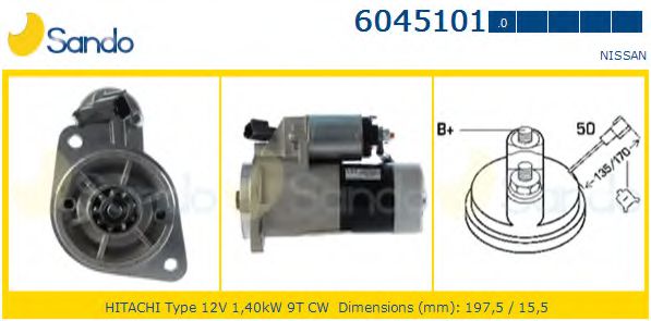 SANDO 6045101.0 Стартер<br >VG30E 
