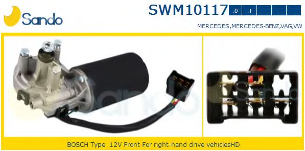 SANDO SWM10117.0 Двигатель стеклоочистителя для VOLKSWAGEN LT 28-35 II (Фольксваген Лт 28-35 2) SANDO SWM10117.0 Двигатель стеклоочистителя для VOLKSWAGEN LT 28-35 II (Фольксваген Лт 28-35 2)