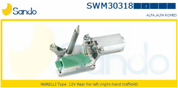 SANDO SWM30318.1 Двигатель стеклоочистителя для ALFA ROMEO 156 (Альфа ромео 156) SANDO SWM30318.1 Двигатель стеклоочистителя для ALFA ROMEO 156 (Альфа ромео 156)