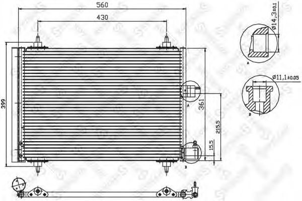 STELLOX 10-45057-SX Конденсатор, кондиционер для CITROëN (Cитроëн) STELLOX 10-45057-SX Конденсатор, кондиционер для CITROëN (Cитроëн)