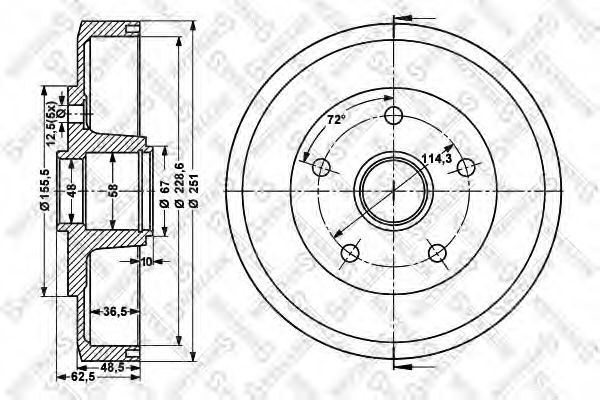 STELLOX 6025-3210-SX Тормозной барабан для MAZDA 626 III (Мазда 626 3) STELLOX 6025-3210-SX Тормозной барабан для MAZDA 626 III (Мазда 626 3)