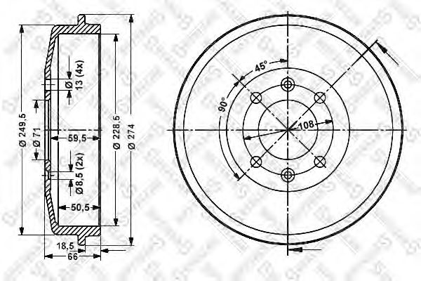 STELLOX 6025-3708-SX Тормозной барабан для PEUGEOT 305 II (Пежо 305 2) STELLOX 6025-3708-SX Тормозной барабан для PEUGEOT 305 II (Пежо 305 2)