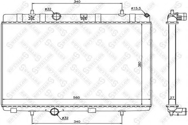 STELLOX 10-26119-SX Радиатор, охлаждение двигателя для PEUGEOT (Пежо) STELLOX 10-26119-SX Радиатор, охлаждение двигателя для PEUGEOT (Пежо)