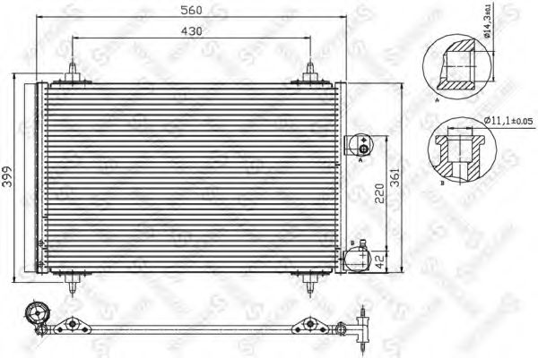 STELLOX 10-45067-SX Конденсатор, кондиционер для CITROëN (Cитроëн) STELLOX 10-45067-SX Конденсатор, кондиционер для CITROëN (Cитроëн)
