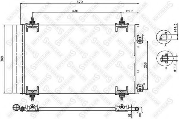 STELLOX 10-45222-SX Конденсатор, кондиционер для CITROëN (Cитроëн) STELLOX 10-45222-SX Конденсатор, кондиционер для CITROëN (Cитроëн)